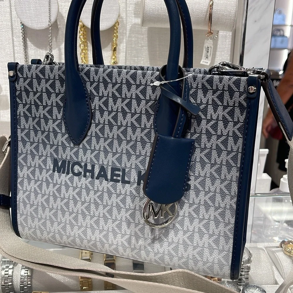 MICHAEL KORS Mirella Sm Ombré Signature Logo SHOPPER TZ XBODY Crossbody Satchel - Picture 5 of 16